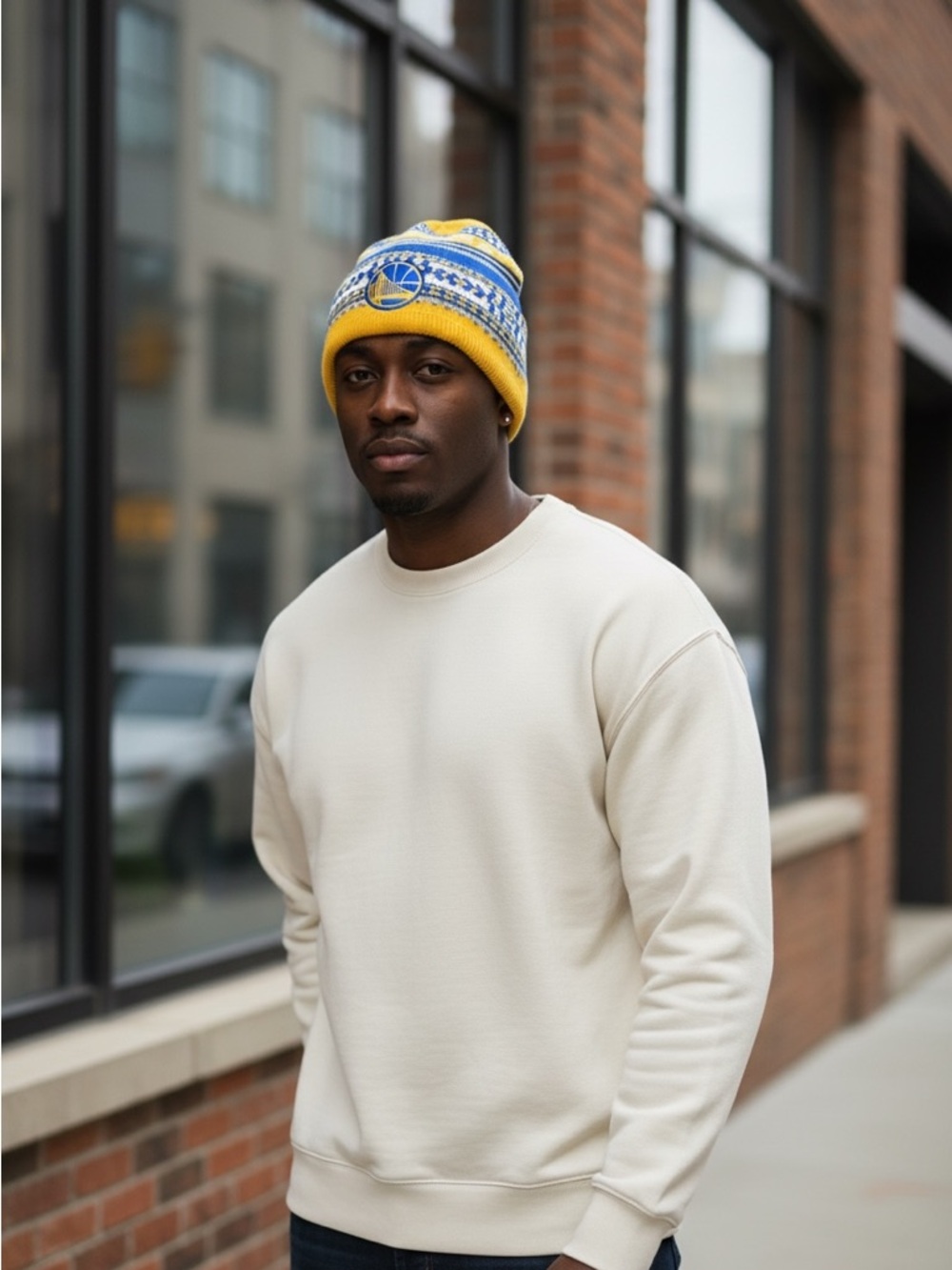 NWT NBA Golden State Warriors Knit Hat Yellow Blue One Size